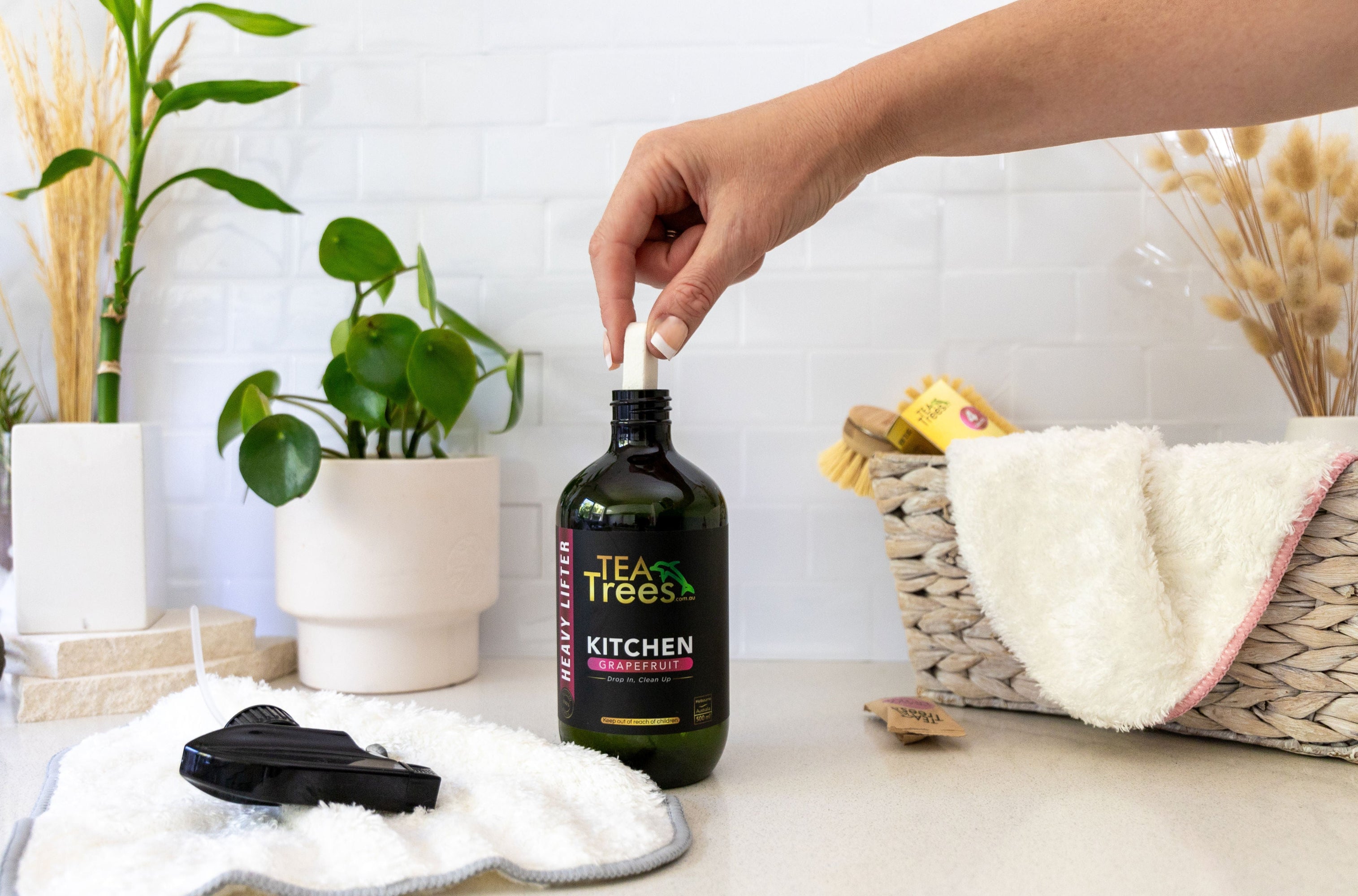 Kitchen & Bathroom Eco Trio - 3 bottles, 12 tablets plus 2 free bamboo cloths (valued at $18.50)