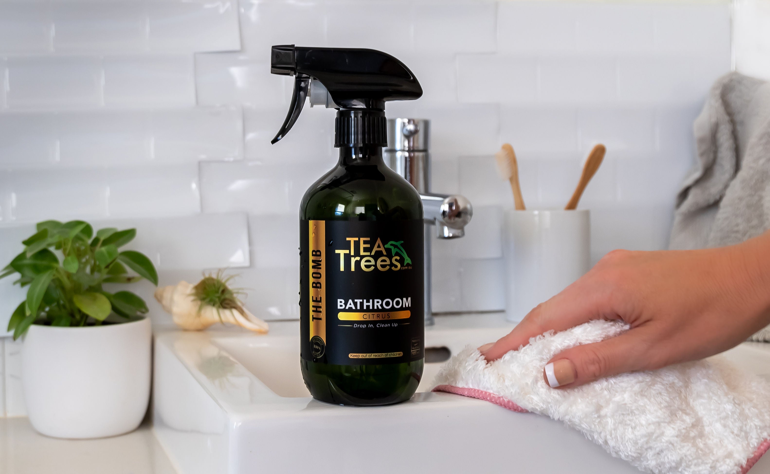 Kitchen & Bathroom Eco Trio - 3 bottles, 12 tablets plus 2 free bamboo cloths (valued at $18.50)